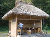 「おらほのえっこ」と名付けた茅葺き屋根の小屋の写真