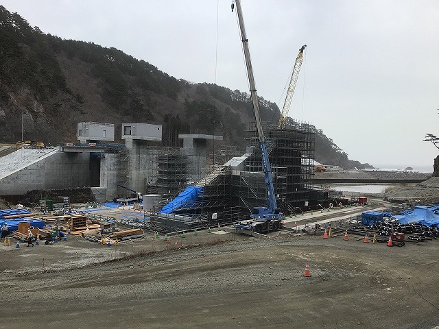 摂待水門 2021年3月の工事状況