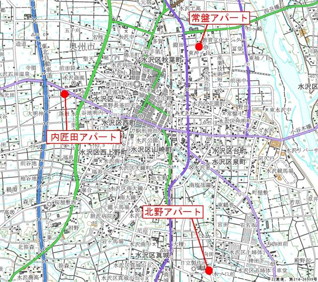 県営住宅所在地の地図　その1