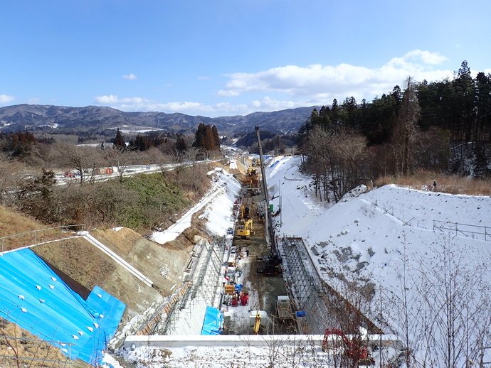 梁川~口内工区の終点(北上市)側工事状況写真