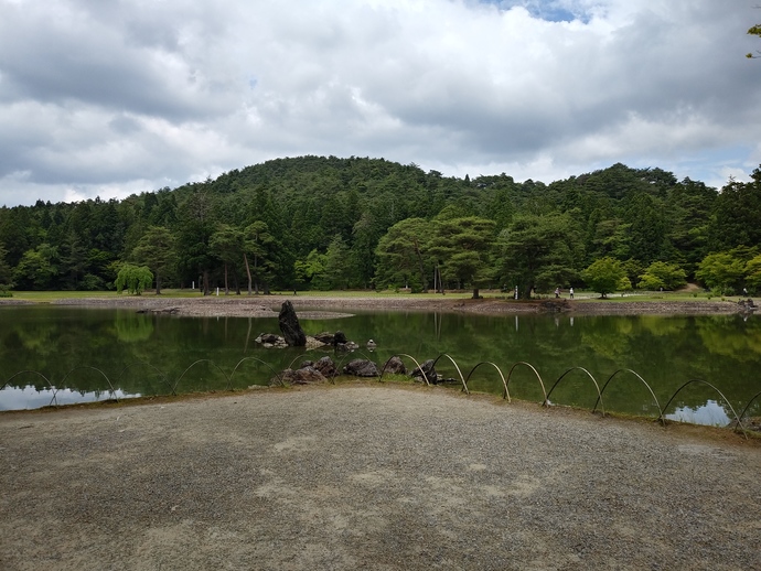 毛越寺出島から望む風景の写真