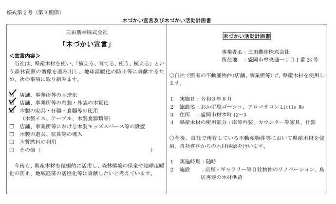 木づかい宣言・活動計画