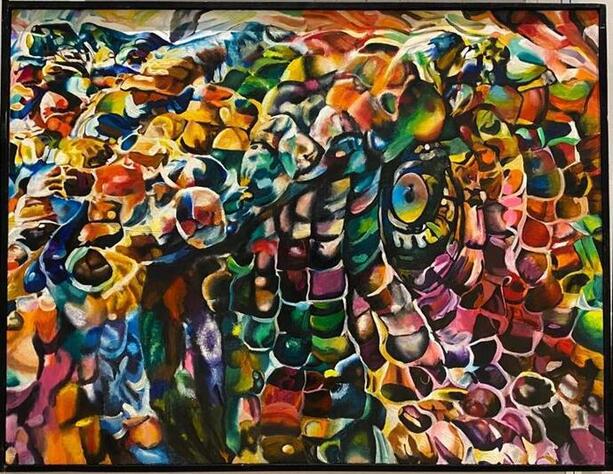 写真:展示中の作品 絵画 T-rex