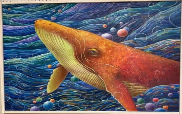 写真:展示中の作品 絵画 光の鯨