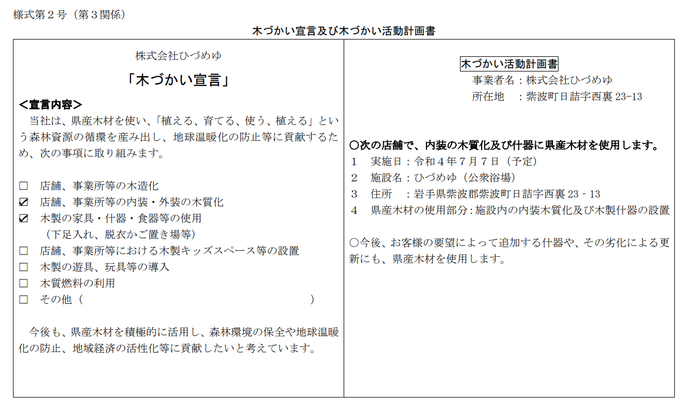 木づかい宣言・活動計画