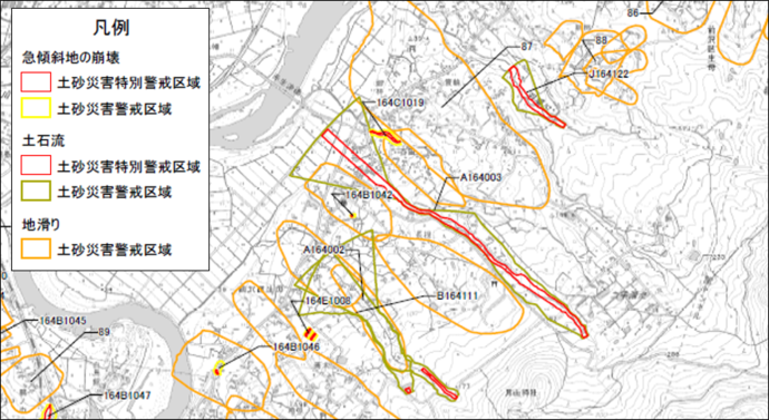 生母地区の土砂災害計画区域