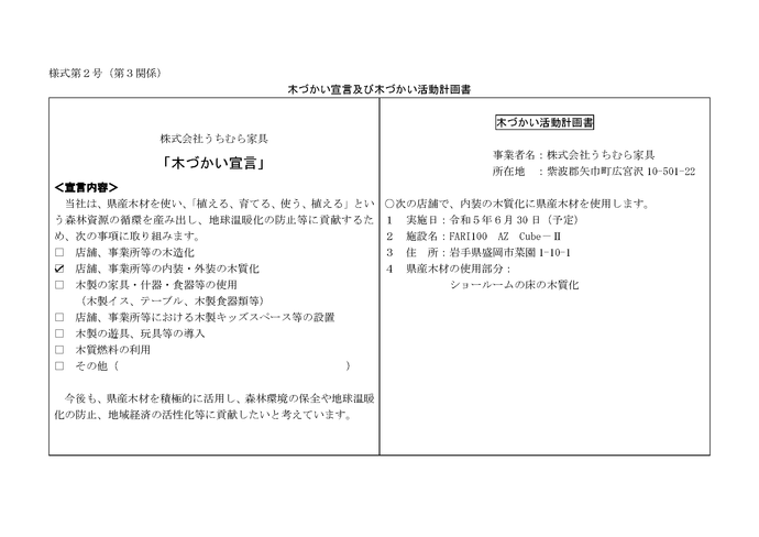写真:木づかい宣言・活動計画