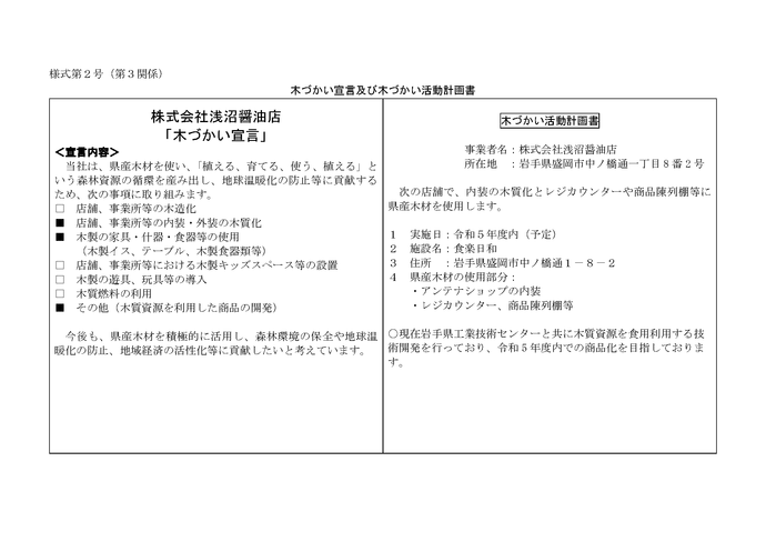 写真:木づかい宣言・活動計画