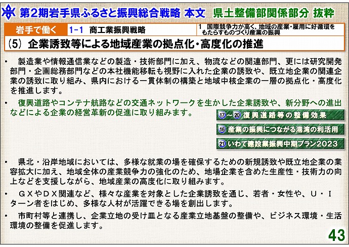 (5) 企業誘致等による地域産業の拠点化・高度化の推進