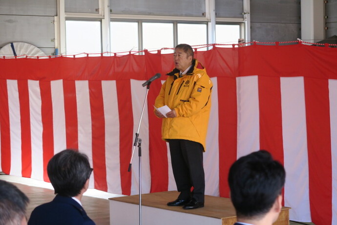 除雪出動式の挨拶の様子(1)