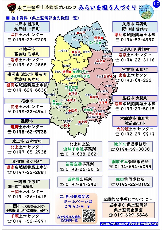 【遠野土木センター管内】岩手県県土整備部プレゼンツ　みらいを担う人づくり～出前講座・防災教育等のご紹介～