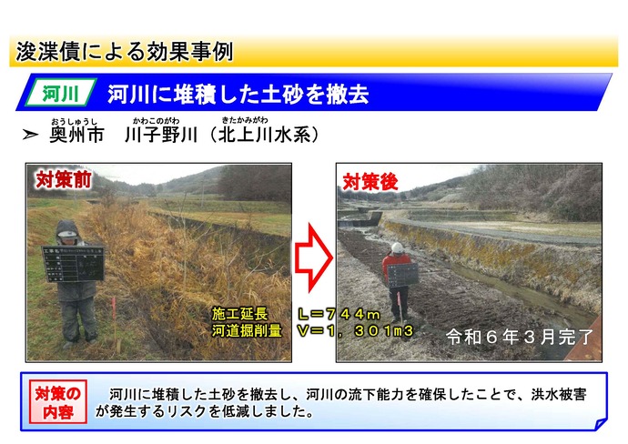 【令和7年3月25日掲載】県内全域で、河川等の浚渫等（堆積土砂の撤去や繁茂する樹木の伐採）が進められています！