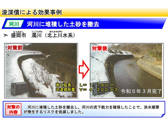 【令和7年4月10日掲載】県内全域で、河川等の浚渫等（堆積土砂の撤去や繁茂する樹木の伐採）が進められています！