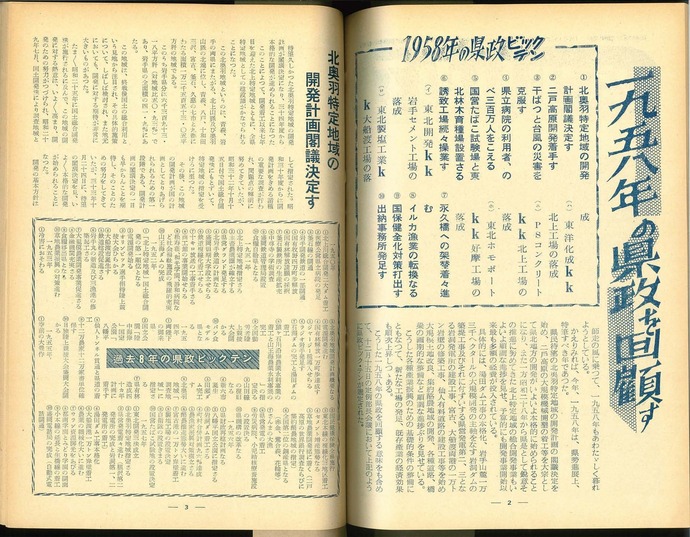 【令和7年4月7日掲載】資料で振り返る岩手県の社会資本整備の歴史！広報いわて 1958年12月号 昭和33年「1958年県政ビッグ・テン」