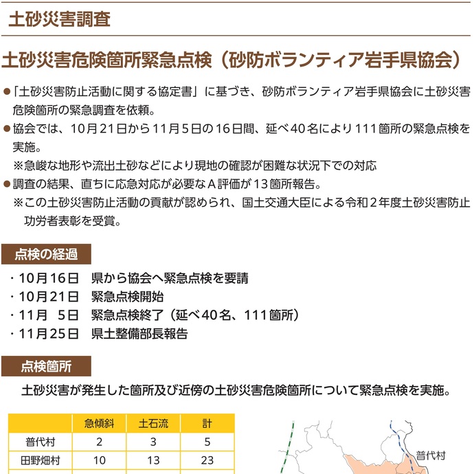 【令和7年4月14日掲載】令和元年東日本台風で発生した土砂災害に対する発災から事業完了までの流れを取りまとめた記録誌を作成しました！