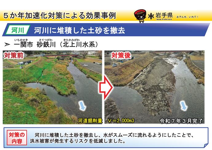 【令和7年11月18日掲載】岩手県内の河道掘削（河川の土砂撤去・浚渫）の事例を紹介します！～一関市 砂鉄川（北上川水系）